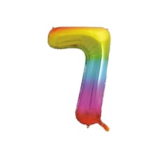 Unique Party 7 Glitz Number Balloon - Rainbow - One Size