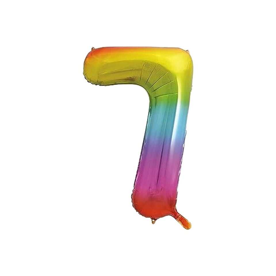 Unique Party 7 Glitz Number Balloon - Rainbow - One Size