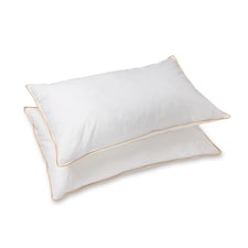 Luxury Goose Feather And Down Pillow Pair 100% Cotton Cover White