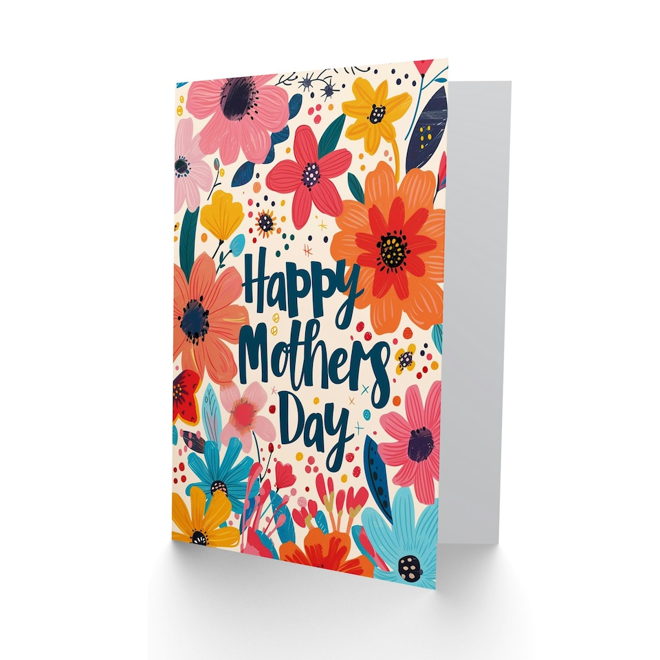 image 1 of Mothers Day Card Colourful Simple Spring Flowers Mum Card