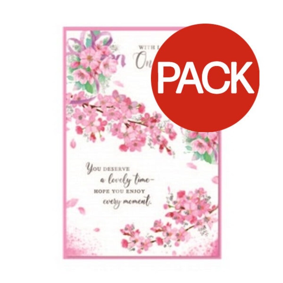 Simon Elvin With Lots Of love On Mothers Day Greetings Card (Pack of 6) - White/Pink/Green - One Size