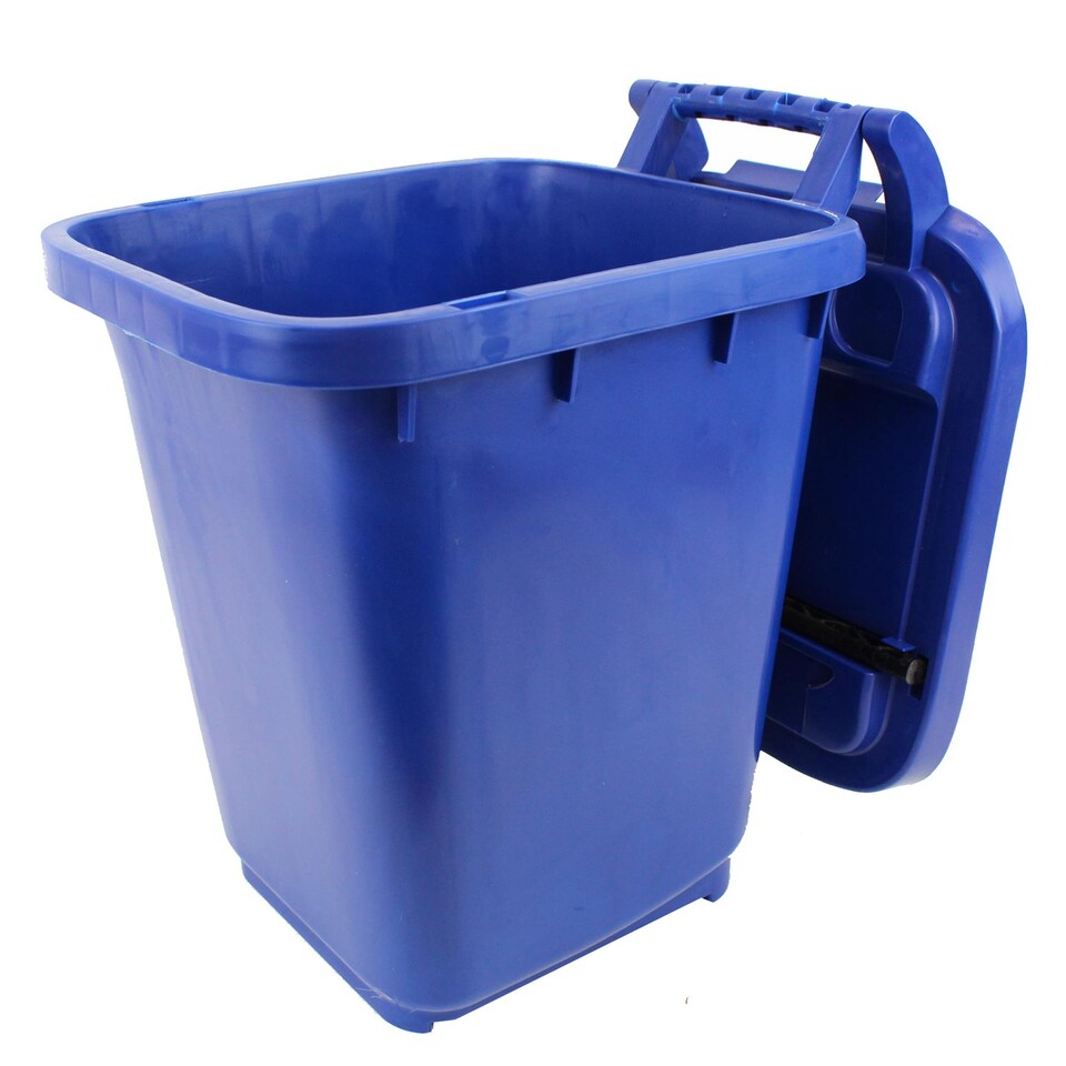 image 1 of Kerbside Compost Caddy with Locking Lid - Blue - for Food Waste Recycling (23 Litre) - Plastic Bin with Composting Guide