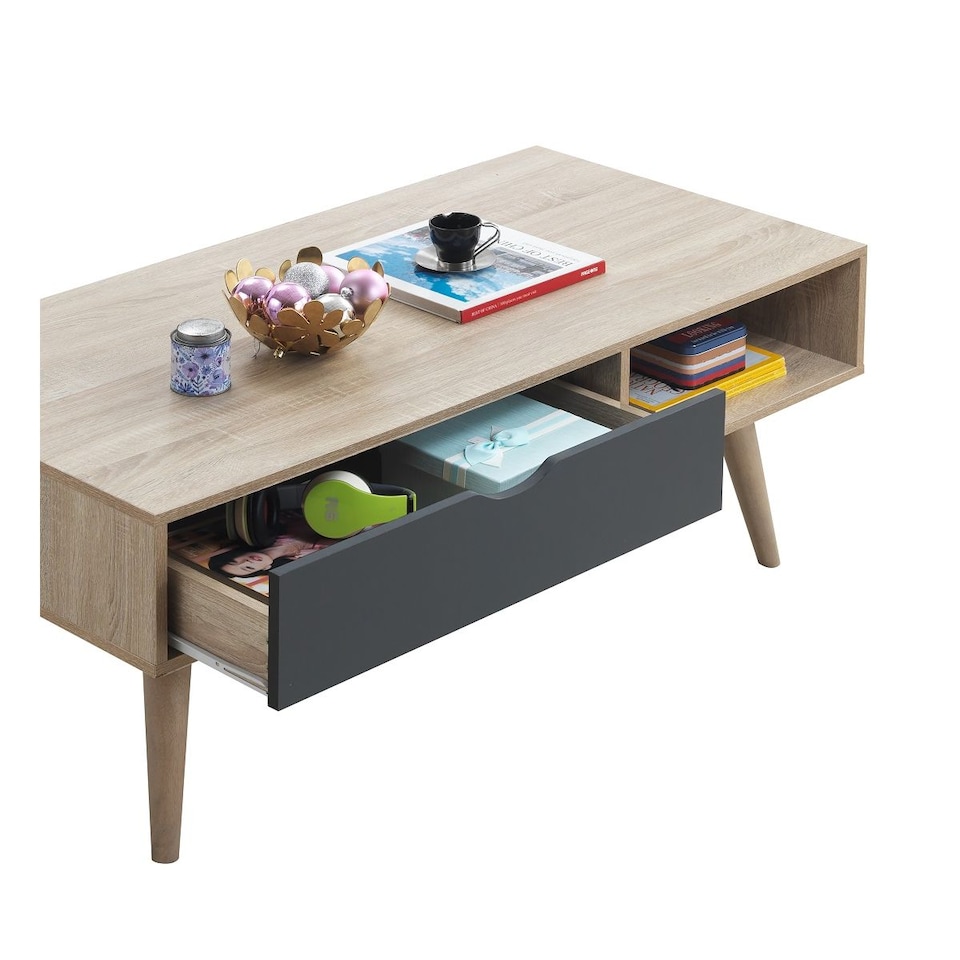 image 1 of Alford Scandinavian Low Coffee Table Living Room Sonoma Oak & Grey