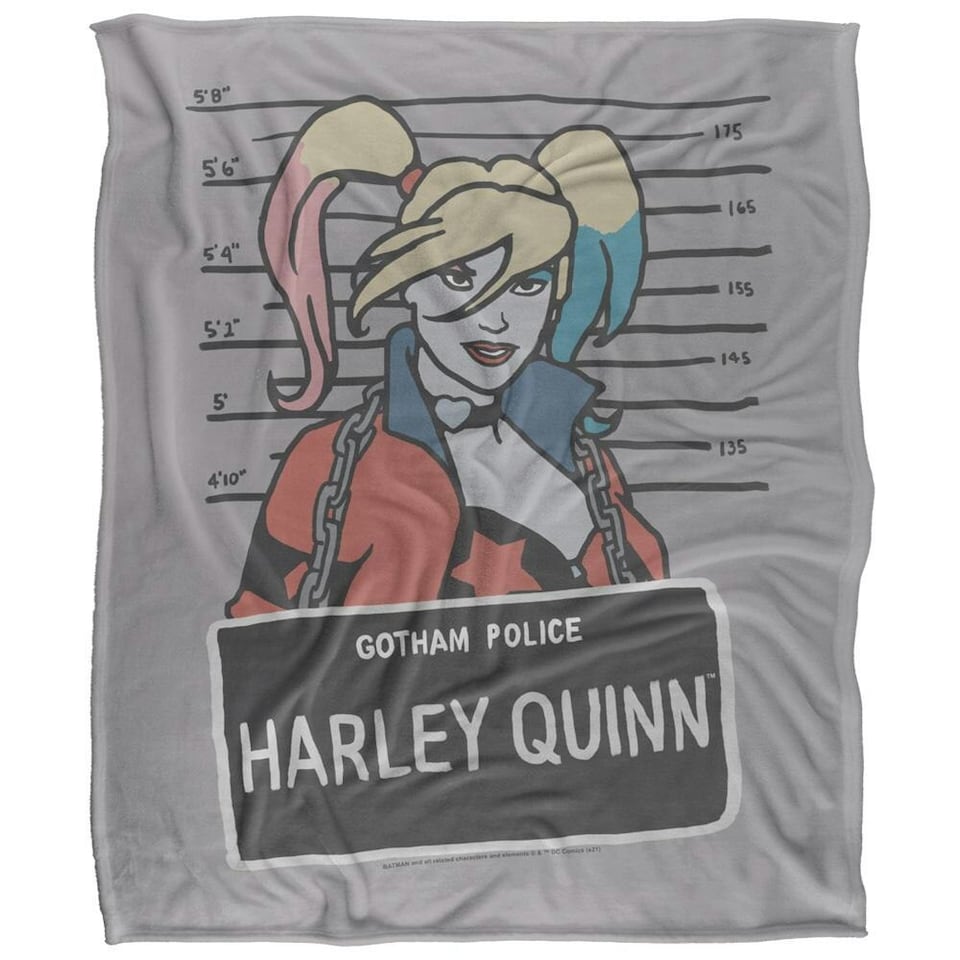 image 1 of Batman Line Up Harley Quinn Blanket - Multicoloured - One Size