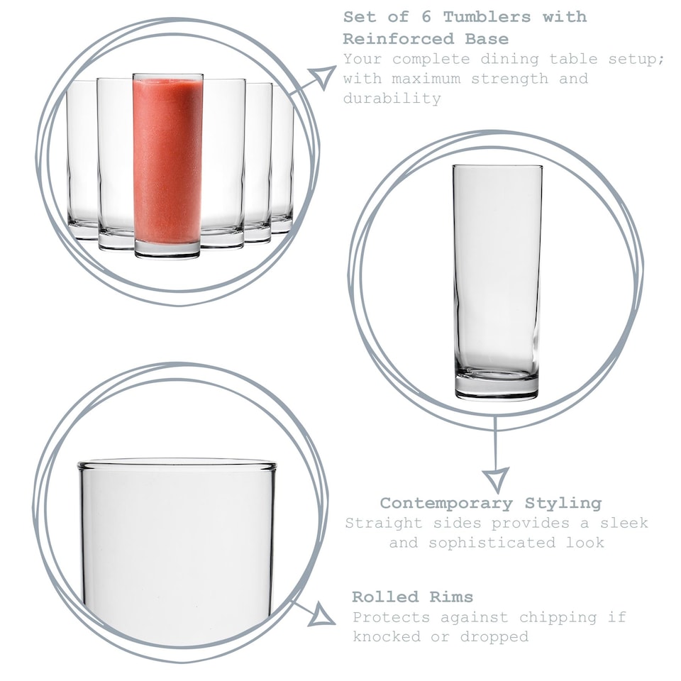 image 1 of Argon Tableware Classic Highball Glasses - 360ml - Clear - Pack of 6 | Clear | Clear