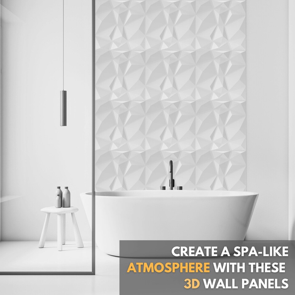 image 1 of NOVECRAFTO Geometric Diamond 3D Wall Panels – 6 Sheets Covering 1.5 sqm (16.15 sqft) – Matte PVC Cladding Panels 50x50cm Diamond Design | Black