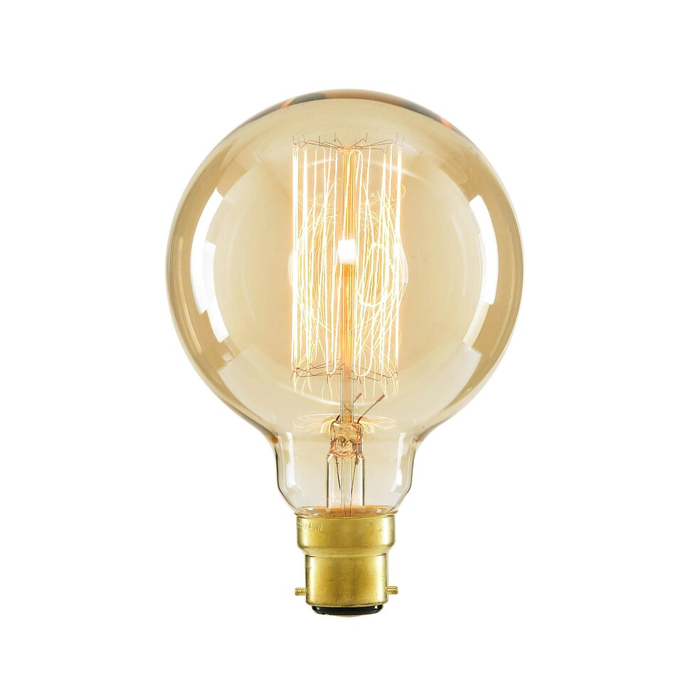 image 1 of BHS 40 Watt BC B22 Vintage Filament Globe Bulb, Gold Tinted