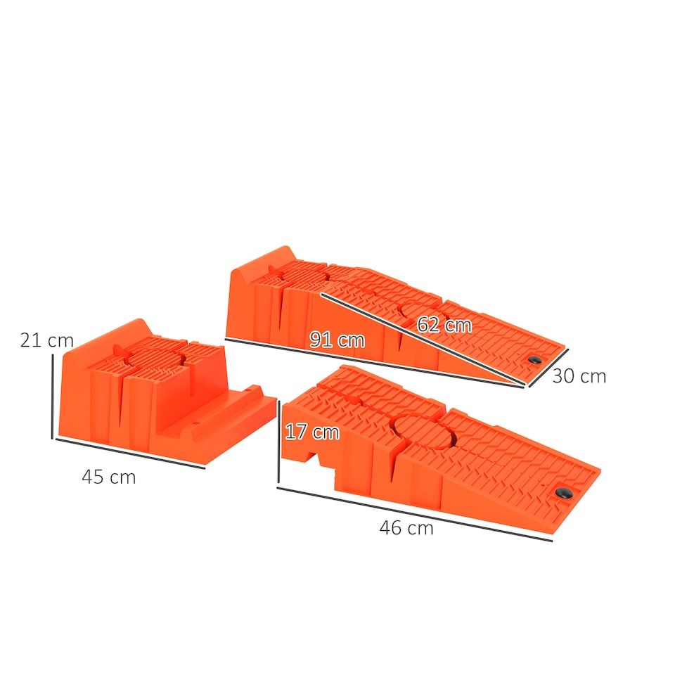 image 1 of DURHAND 2 Pieces Car Ramps Heavy Duty 2.5 Ton Motorhome Levelling Ramps, Plastic Garage Workshop Car Lift, Portable Automotive Vehicle Campervan Car Ramp, Orange