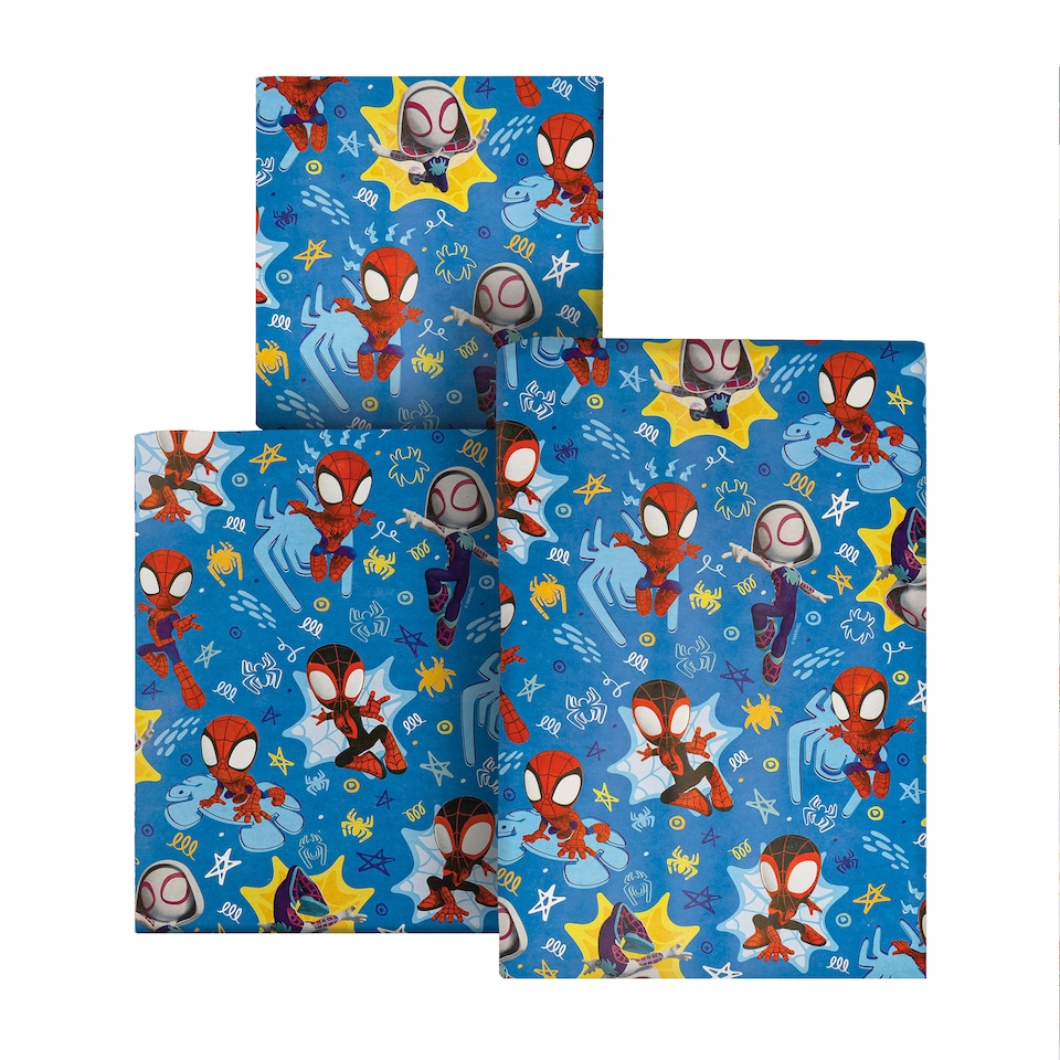 image 1 of Hallmark 6M Wrapping Paper - 3 X 2M Rolls - Marvel Spidey And Friends Design