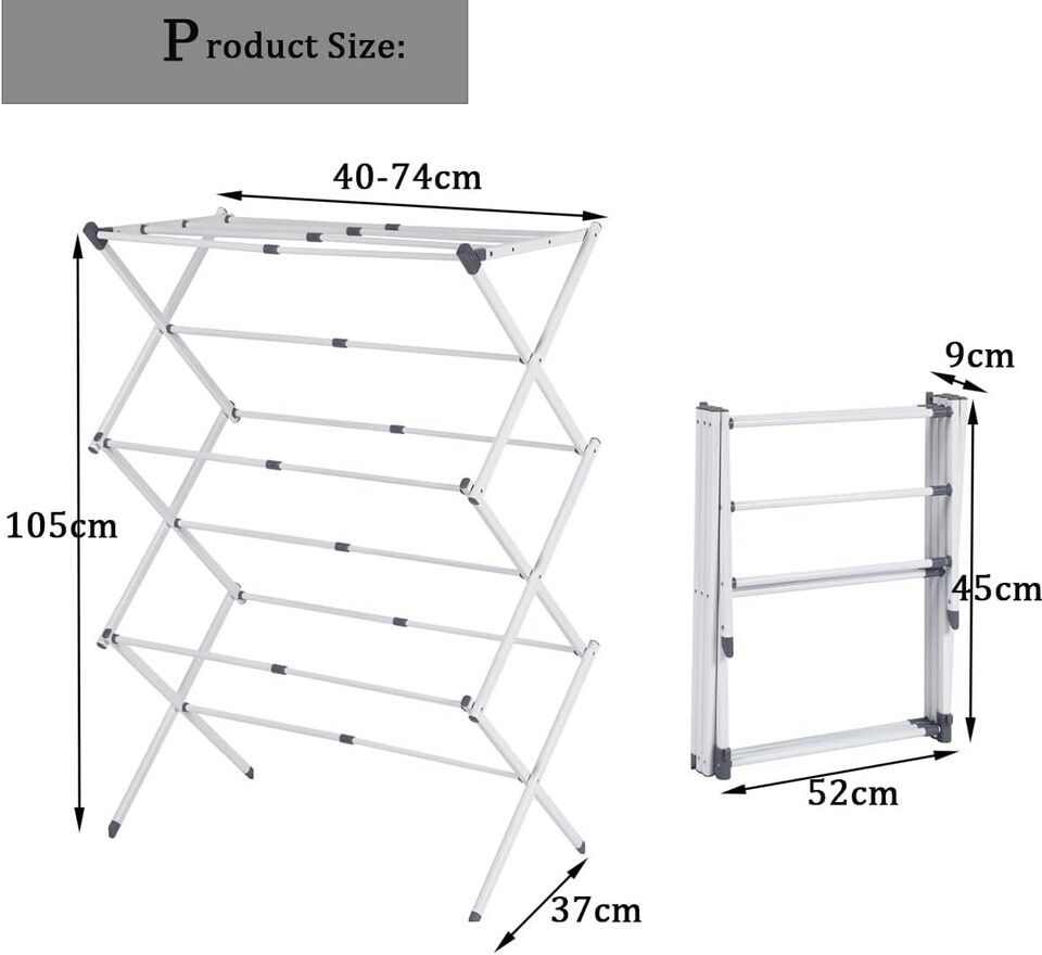 image 1 of 3 Tier 7.5m Drying Rack Extendable Compact Clothes Airer Laundry Indoor Outdoor - White