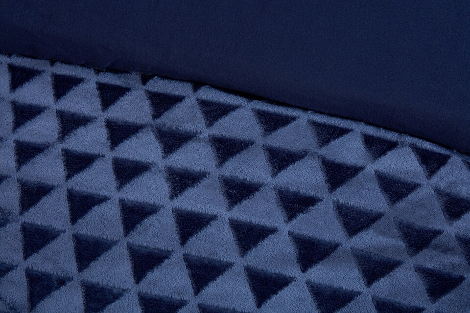image 1 of Diamond Cut Teddy Polyester Fleece Duvet Cover Set with Pillowcase | Blue | Double