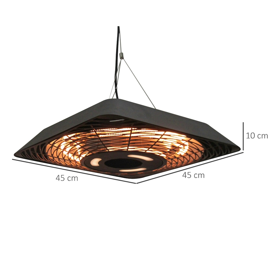 image 1 of Outsunny 2000W Patio Electric Hanging Ceiling Heater Halogen Remote Aluminium