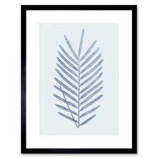 Botanical Cobalt Blue Fern Leaf Plant Lover 9x7" Black Framed Wall Art Print
