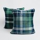 image 1 of OHS 2 x Hudson Flannel Fleece Check Printed Cushion Covers, 45x45cm - Green