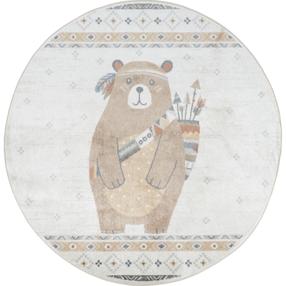 image 1 of LIVABLISS Lillian-Kids Washable Round Rug Ø160 cm | Beige Brown Blue Orange