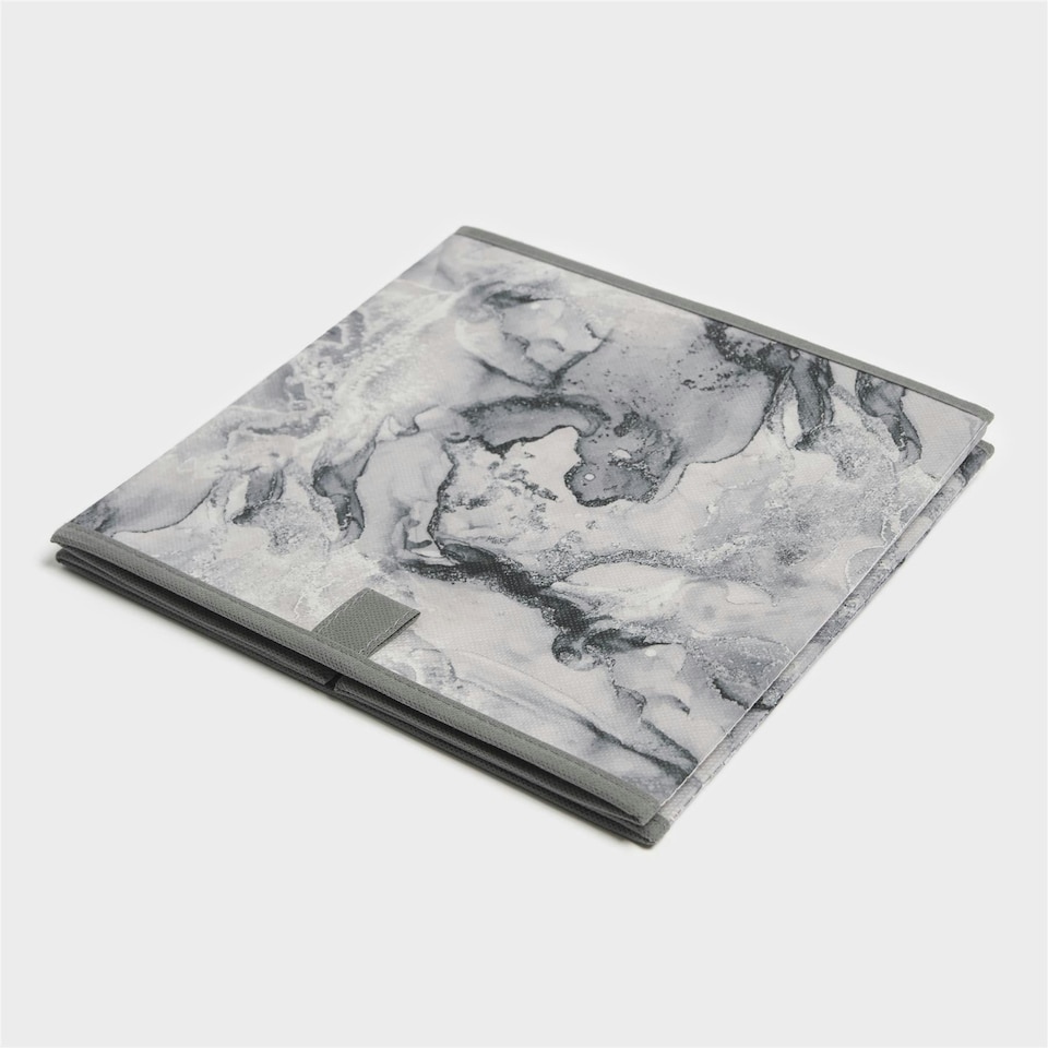 image 1 of OHS 2 Pack Folding Storage Marble Print Cubes Space Saving Home Bedroom Clothes Toy Organiser Grey