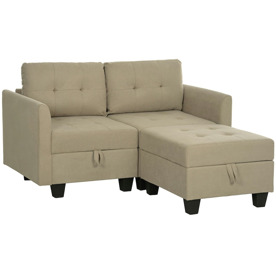 image 1 of HOMCOM Modular Sectional Sofa with Storage 2 Seater Sofa Set Brown Brown