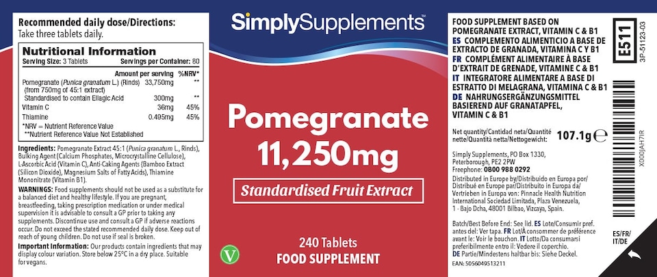 image 1 of Pomegranate 11,250mg - 240 Tablets