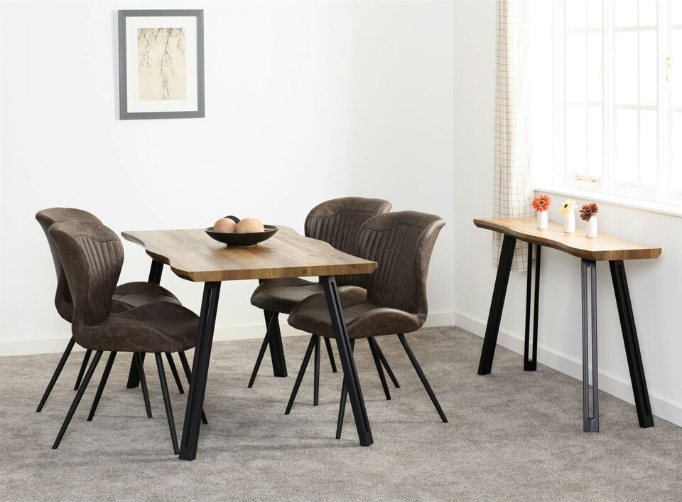 image 1 of Quebec Wave Edge Dining Table Brown | Oak Effect