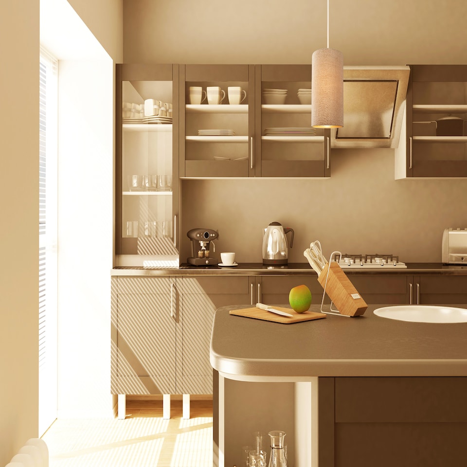 image 1 of Modern and Stylish Stitched Effect Taupe Linen Fabric Cylindrical 25cm Lampshade | Cream | 10"