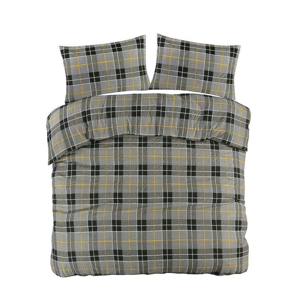 image 1 of Tartan Check Brushed Cotton Duvet Cover Set - King - Grey