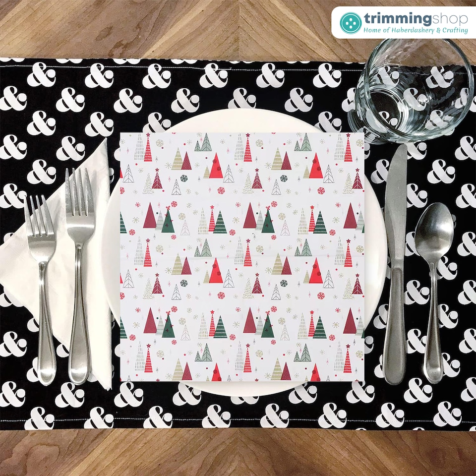 image 1 of 33 x 33cm White 2 Ply Decorative Holiday Serviettes - 20 Pack