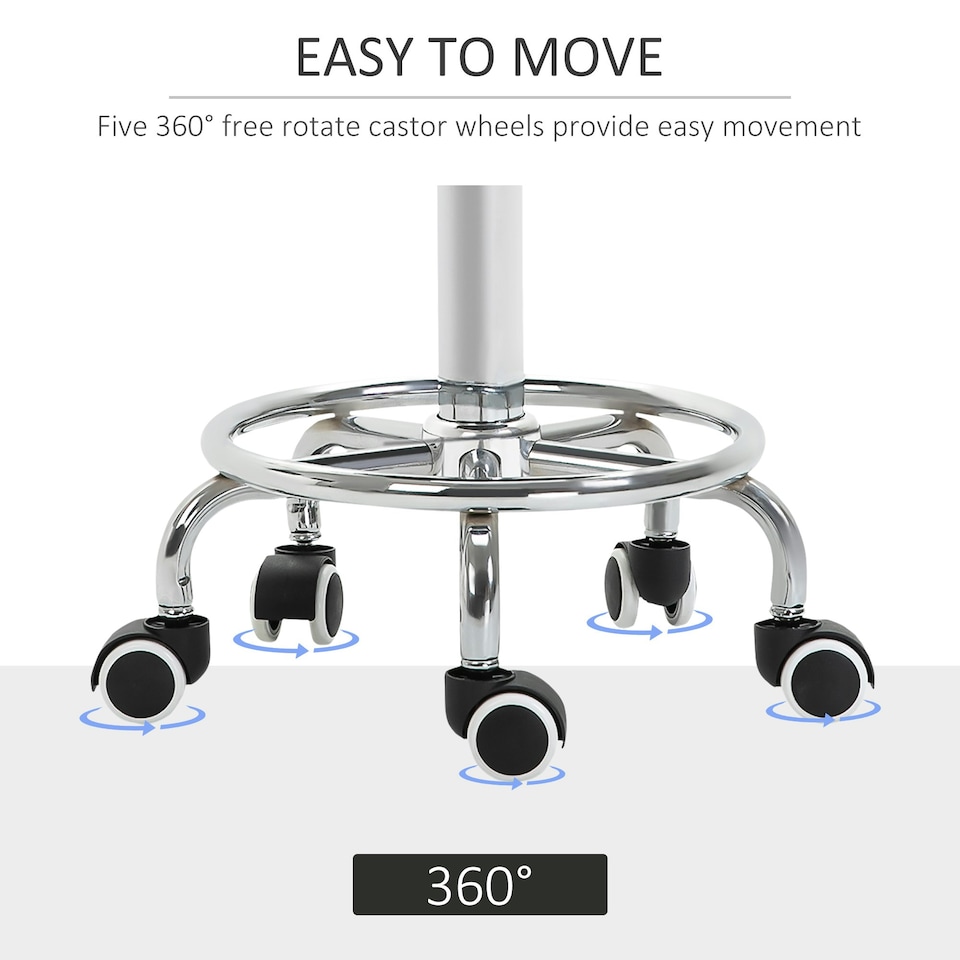 image 1 of Vinsetto Round PU leather Salon Beautician Stool Adjustable Height w/ Footrest