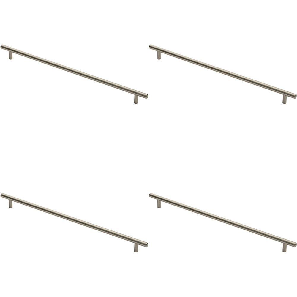 Loops 4x Round T Bar Cabinet Pull Handle 444 x 12mm 384mm Fixing Centres Satin Nickel in Metallics