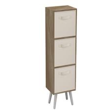 Oak 3-Tier 3-Drawer Cube Shelving Unit with Scandinavian Legs | Cream | Cream & White | 1