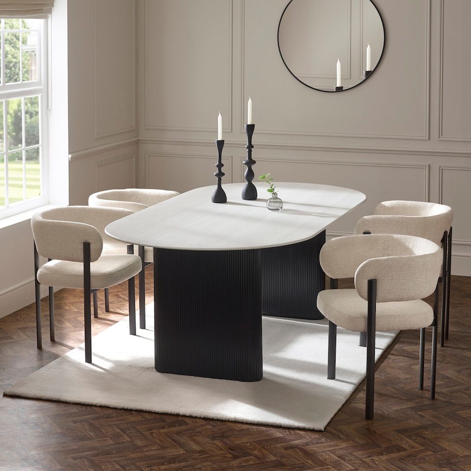image 1 of Bolivia 220cm White Stone Effect Oval Dining Table