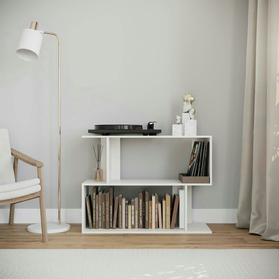 image 1 of 2-Tier Wooden Irregular Storage Unit - 80 cm Grey | Cedar Grey