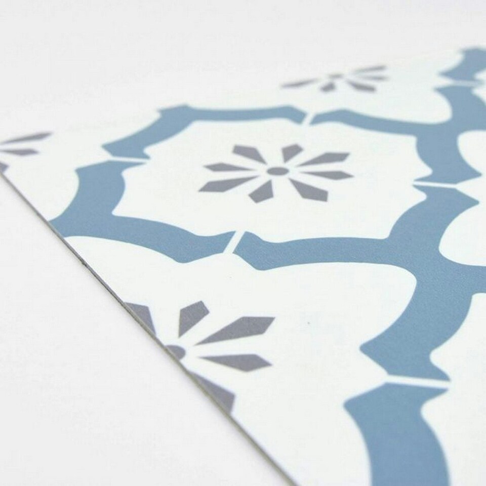 image 1 of Fine Decor Floorpops Floor Tiles (Pack of 10) - Blue/White - 30cm x 30cm x 0.1cm Blue | 30cm x 30cm x 0.1cm