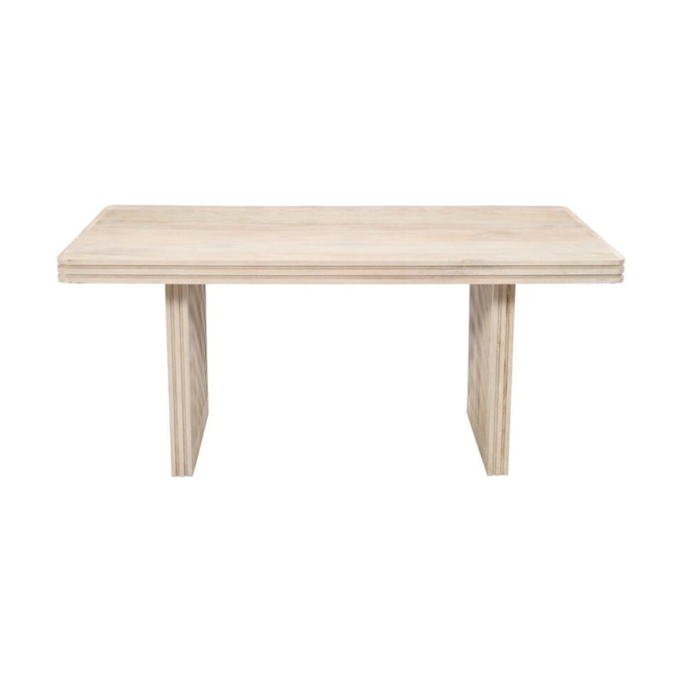 image 1 of Hudson Carved 6 Seater Dining Table - Mango Wood - L90 x W165 x H78 cm Cream