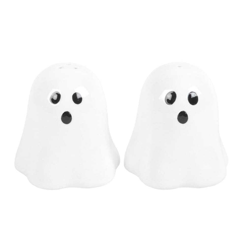 image 1 of Ghost Shaped Salt & Pepper Shakers - White