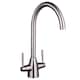 image 1 of Contemporary Dual Handle Kitchen Mixer Tap, Brushed Nickel | Silver | Brushed Nickel