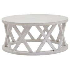 Stamford Plank Collection Round Coffee Table - Pine - L100 x W100 x H45 cm - White White