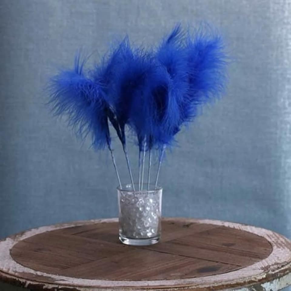 Royal Blue Fluff Feather Bunch - Pack of 6