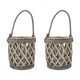 image 1 of JVL Luna Set of 2 Natural Willow Wood Lantern With Braided Rope Handle, Grey Wash