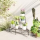 image 8 of Outsunny 3 Tier Metal Corner Plant Stand for Garden Balcony Patio, Black | Black | Black