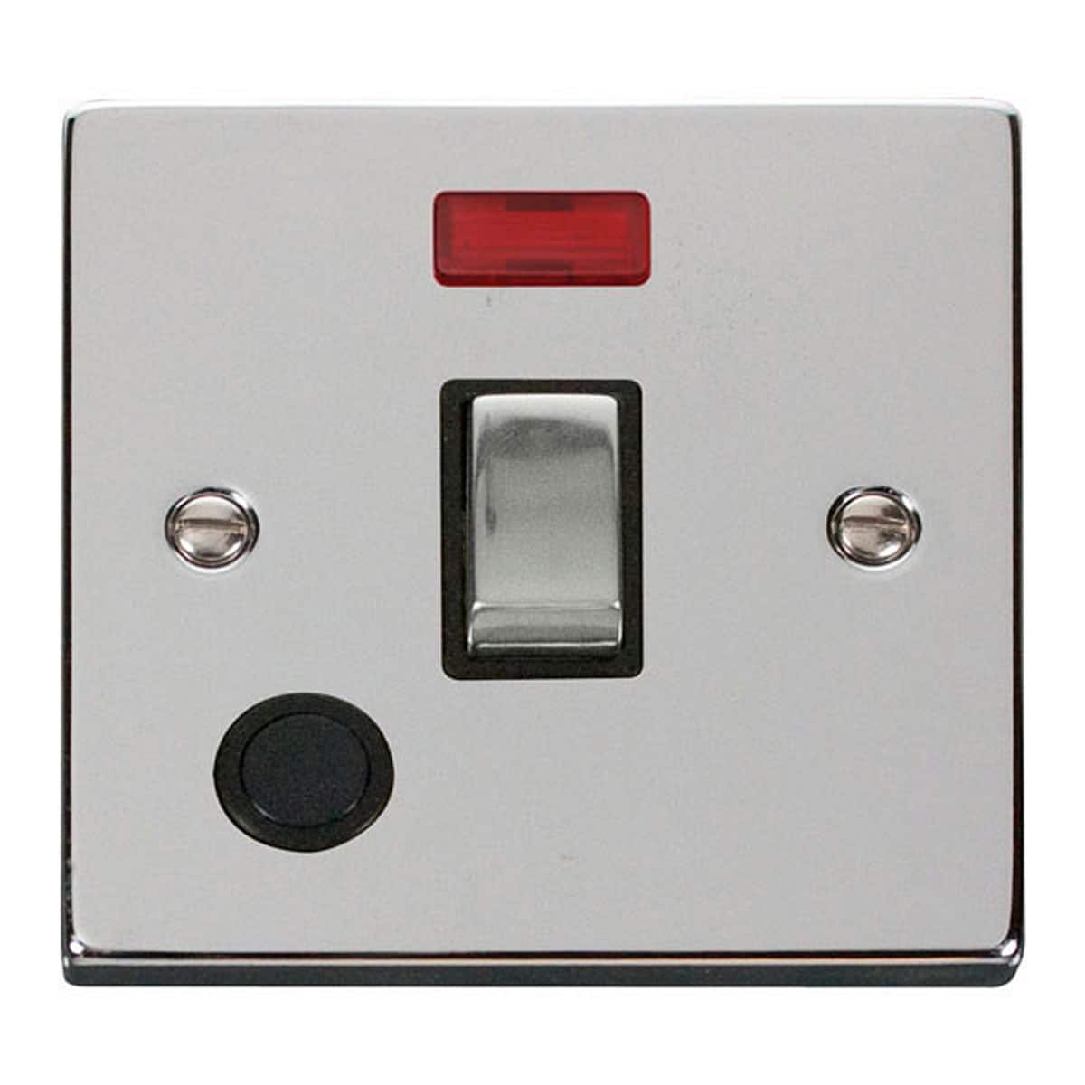 SE HOME Polished Chrome 1 Gang 20A Ingot DP Switch With Flex With Neon Chrome Polished Chrome