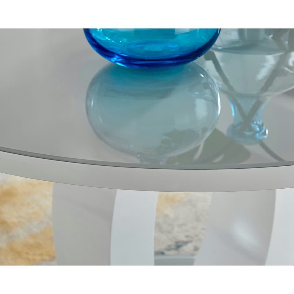 image 1 of Furniturebox Giovani Grey White High Gloss And Glass 100cm Round Dining Table