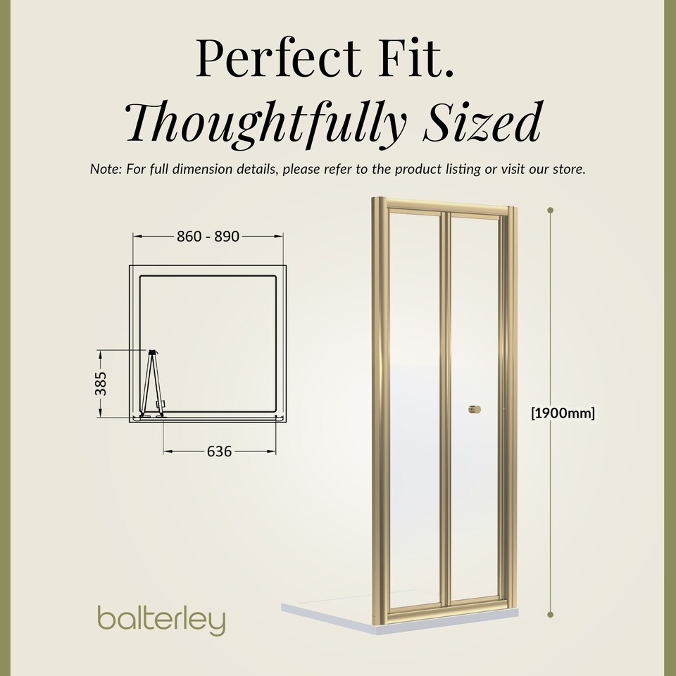 image 1 of Balterley Ruwa Toughened Safety Glass Bi-Fold Shower Door - Balterley | Copper | Brushed Brass | 1