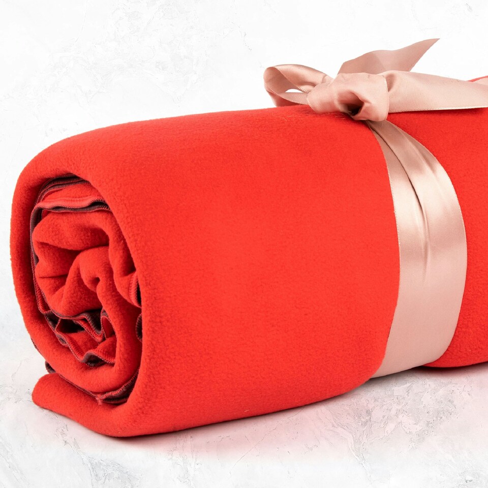 image 1 of Myga Red Fleece Yoga Blanket
