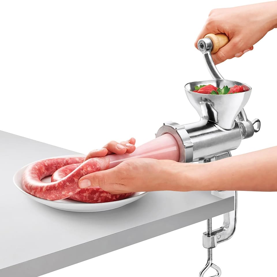 image 1 of Metaltex 3-in-1 Meat Grinder With Sausage Attachment - Silver