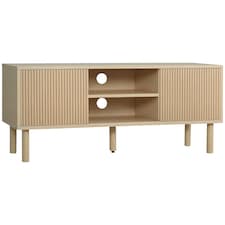 HOMCOM TV Stand Cabinet for TVs up to 50" with Sliding Doors, Natural