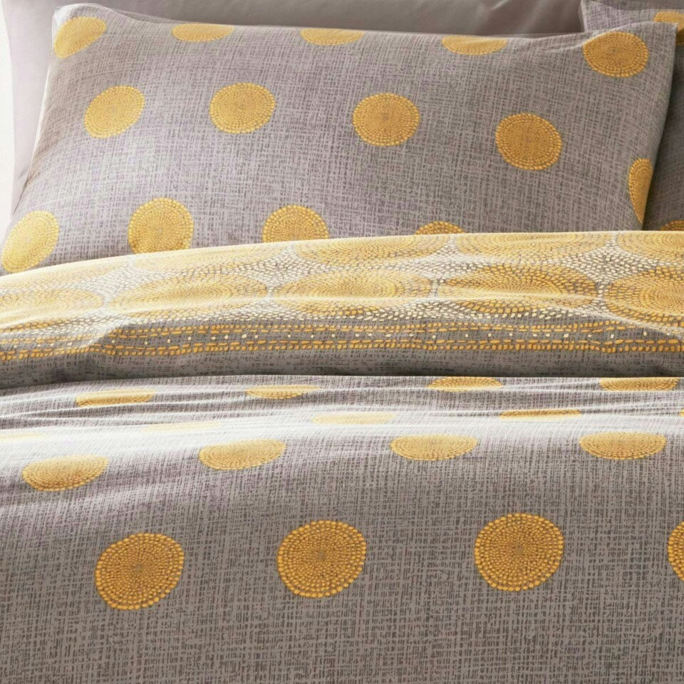 image 1 of Portfolio Home Joel Geometric Soft Easy Care Bed Linen Bedding Duvet Cover Quilt Set With Pillow Case Yellow | Double