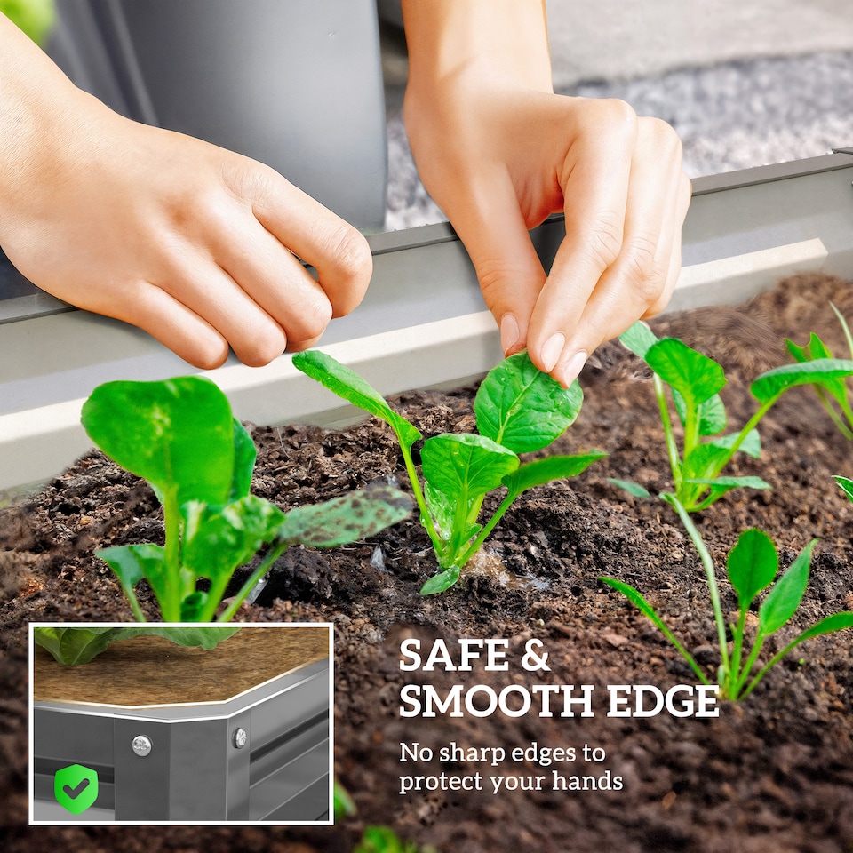 image 1 of Outsunny Raised Garden Bed Metal Garden Flower Vegetable Planter Light Grey