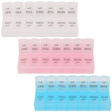 2 Times A Day Weekly Pill Organiser, 14-Compartment Pill Case - 3pcs