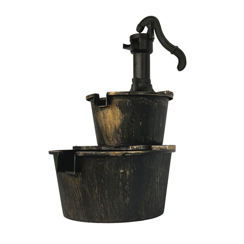 image 1 of 2 Tier Cascading Barrel Garden Water Pump Fountain Feature
