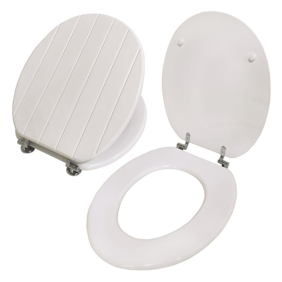 image 1 of 18" MDF Universal Bathroom WC Toilet Seat Quick Easy Fit Wooden 18 inch Coloured Black